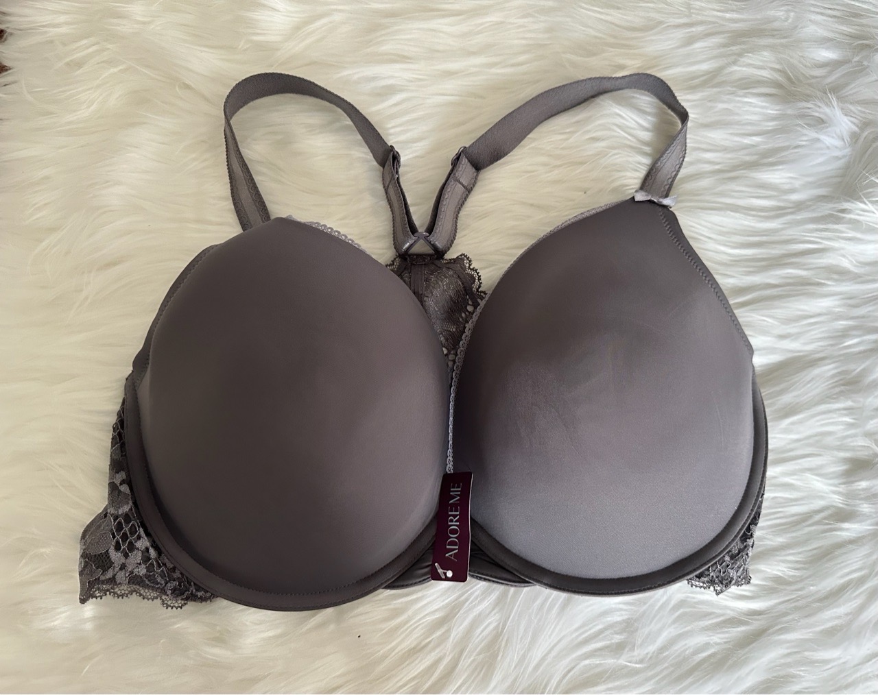 Nwt Adore Me Bra Womens Size 38ddd Gray Push-Up Lace Adjustable